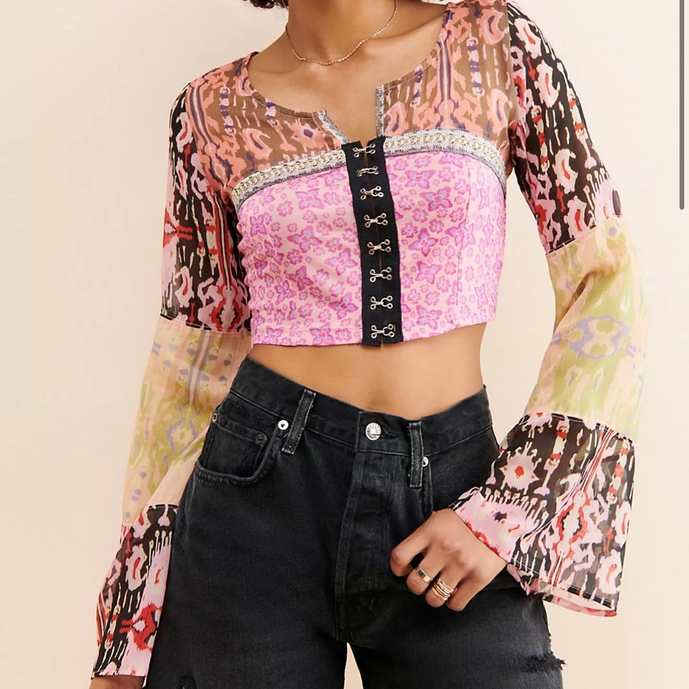 Free People Walk That Walk Boho  Crop Top